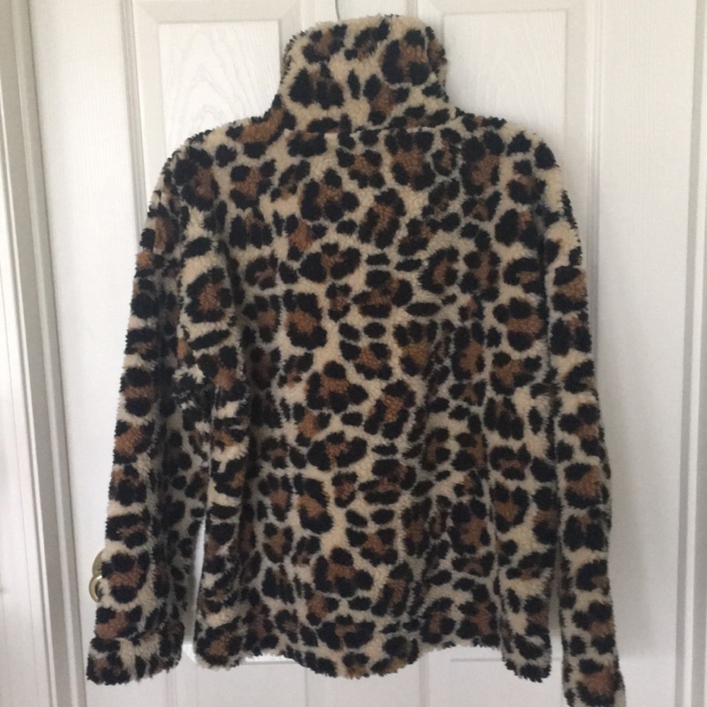 J Crew snap-collar, leopard print Sherpa; size S - Picture 8 of 13